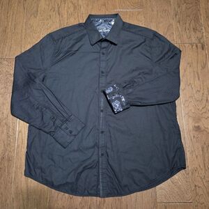 Robert Graham Classic Fit Flip Cuffs Men's Size 3XL Solid Black Casual Shirt